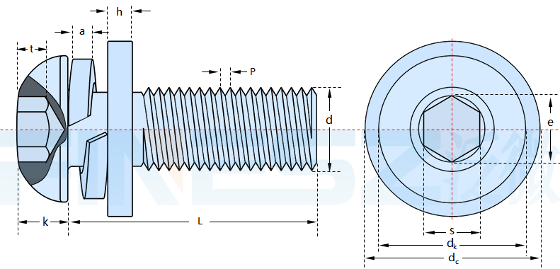 ISO7380盘头三组合内六角螺钉
